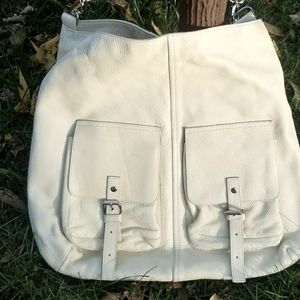 White leather shoulder bag